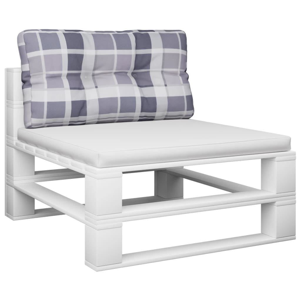 VidaXL Palletkussen 70x40x12 cm stof ruitpatroon grijs