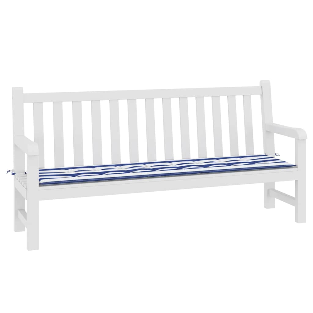 Vidaxl tuinbankkussen gestreept 200x50x4 cm stof wit en blauw