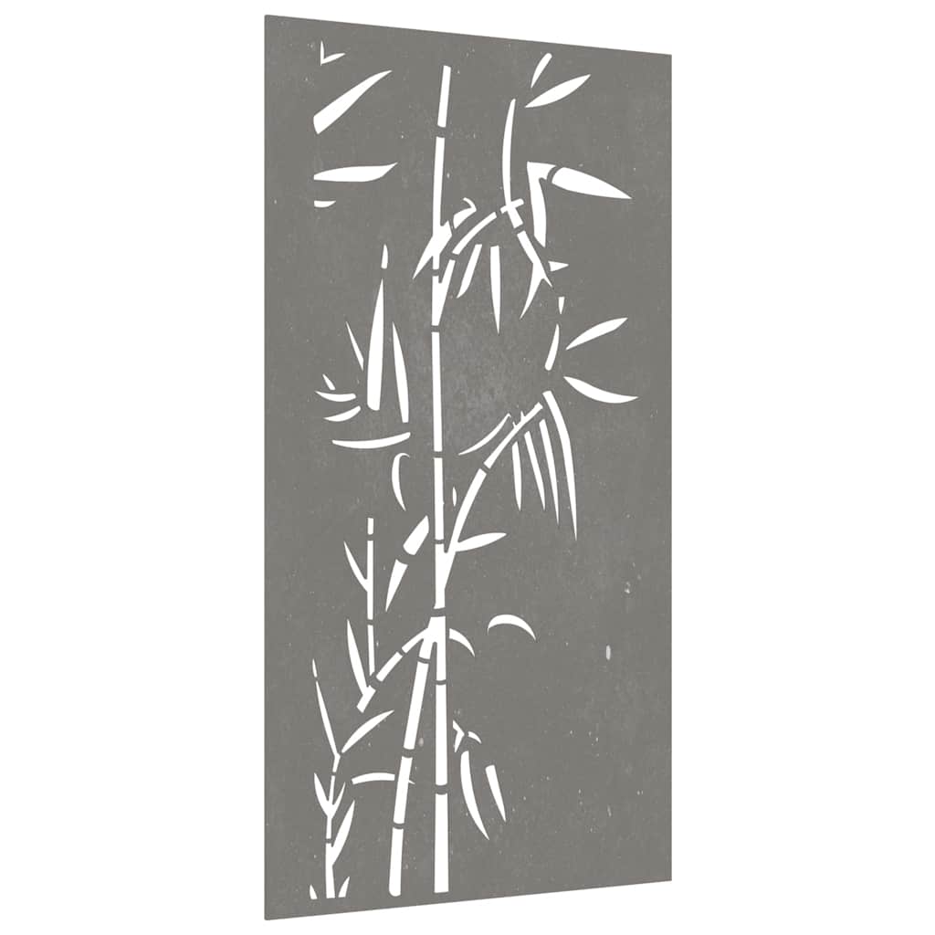 Vidaxl wanddecoratie tuin bamboe-ontwerp 105x55 cm cortenstaal