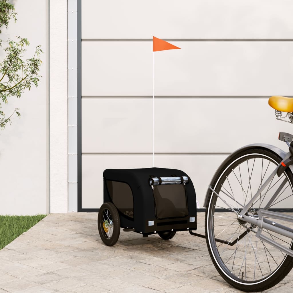Vidaxl hondenfietstrailer oxford stof en ijzer zwart