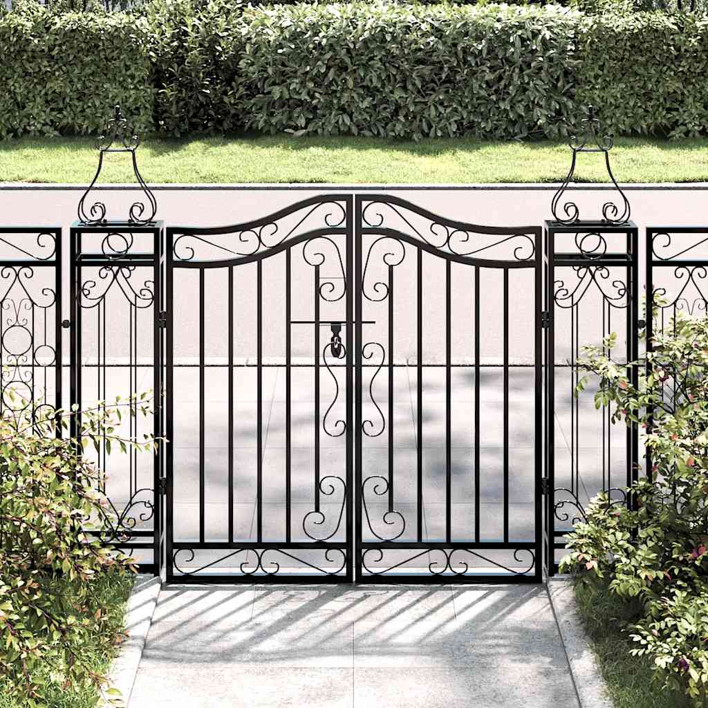 Vidaxl poort 121x8x100 cm smeedijzer zwart