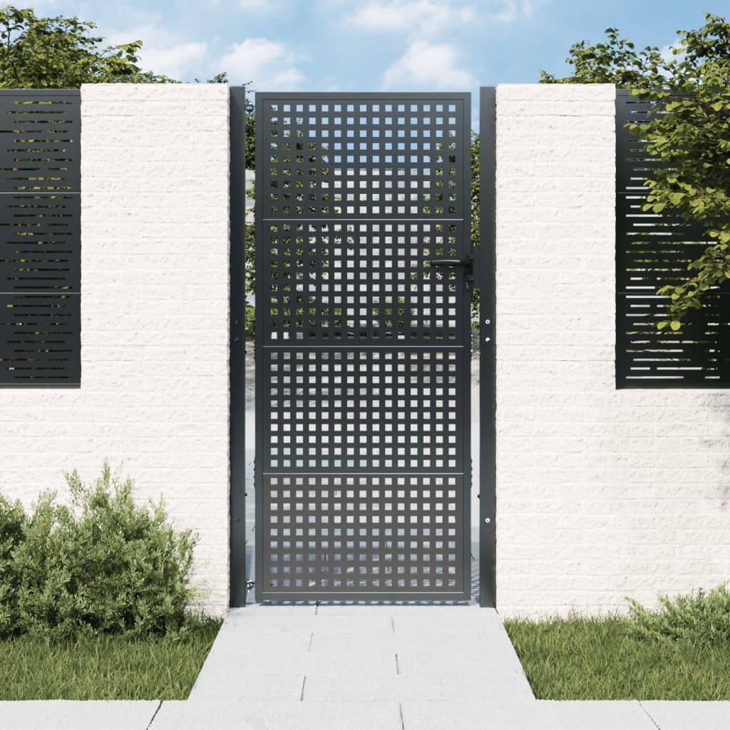 VidaXL Poort 105x225 cm staal antracietkleurig