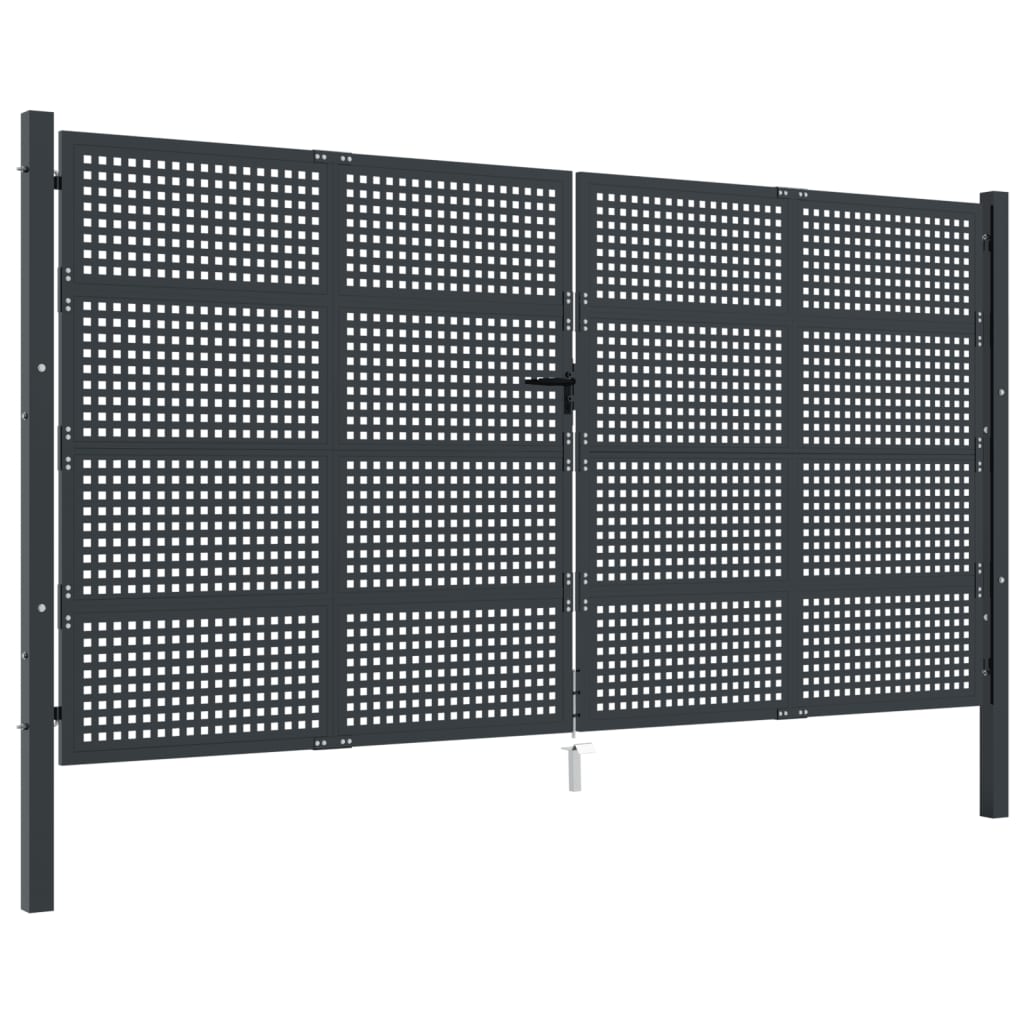 VidaXL Poort 400x250 cm staal antracietkleurig