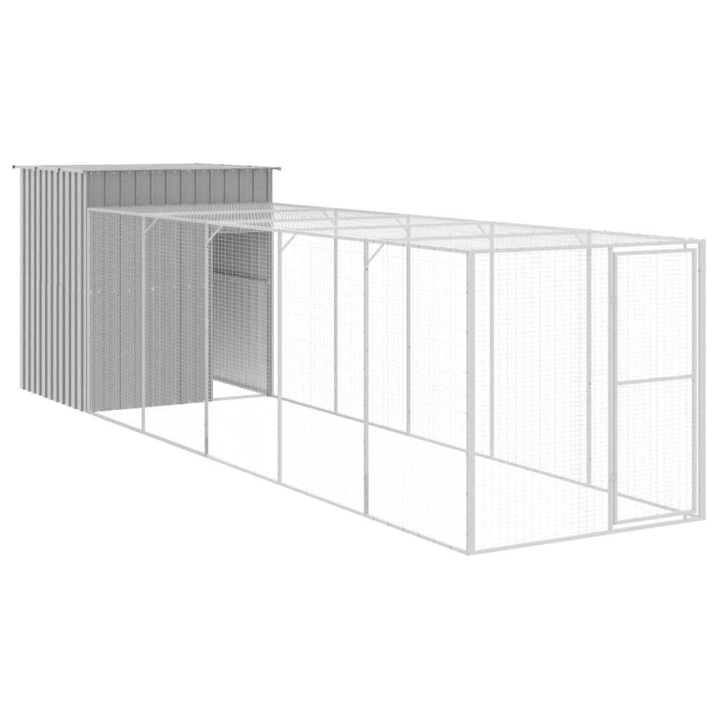 VidaXL Kippenhok met ren 165x659x181 cm staal lichtgrijs