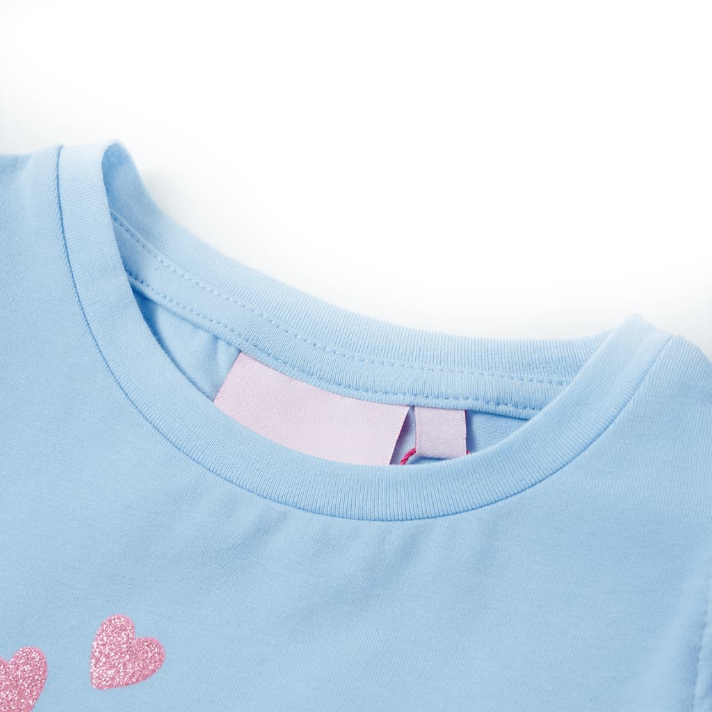 Vidaxl kindershirt met ruches aan de mouwen 104 lichtblauw