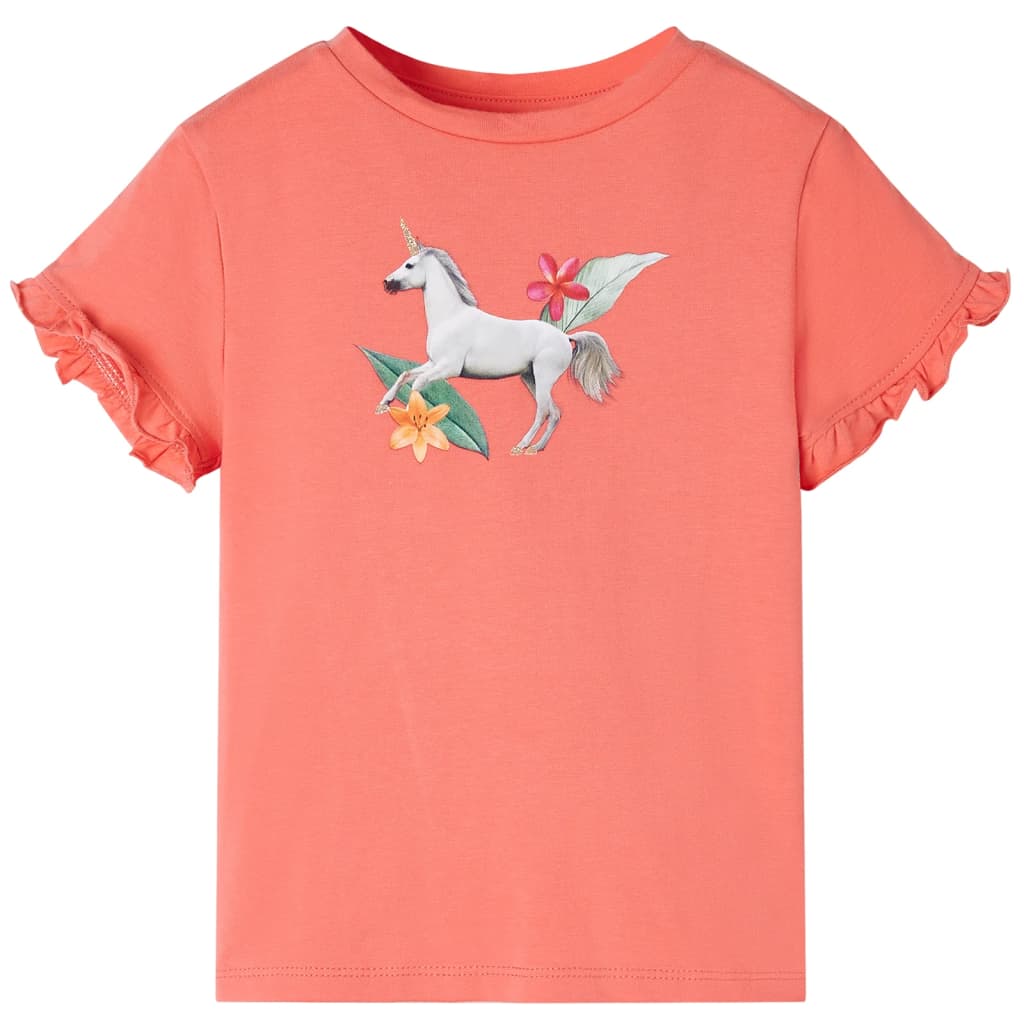 Vidaxl kindershirt met korte mouwen 140 koraalkleurig