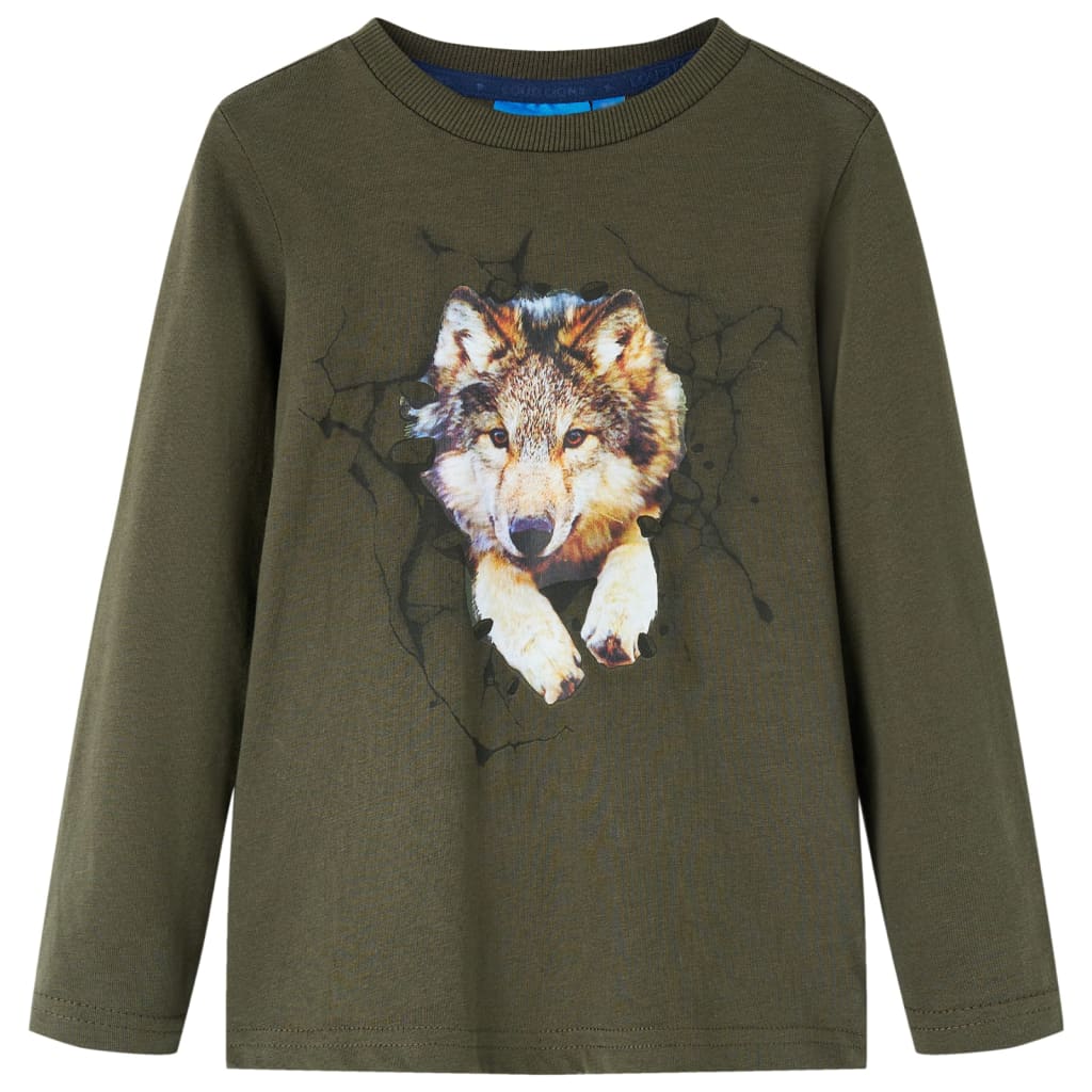 VidaXL Kindershirt met lange mouwen 128 kakikleurig