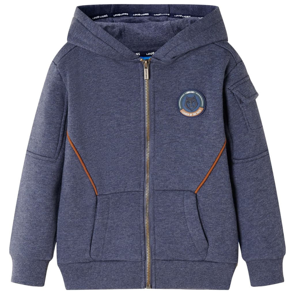 Vidaxl kindervest met capuchon en rits 116 gemêleerd donkerblauw