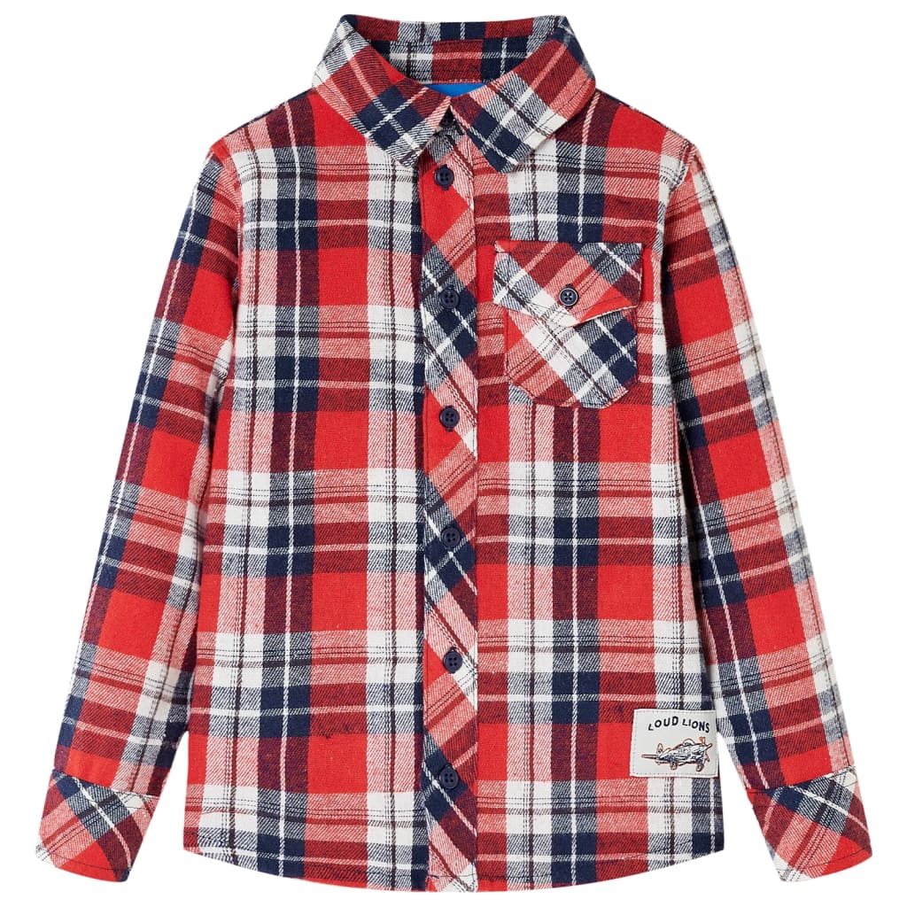 Vidaxl kinderoverhemd geruit 92 rood en marineblauw