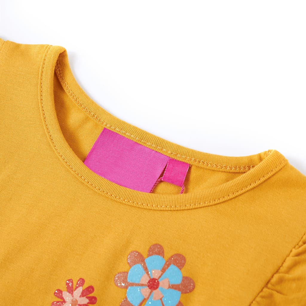 Vidaxl kindershirt met lange mouwen 128 donkerokerkleurig