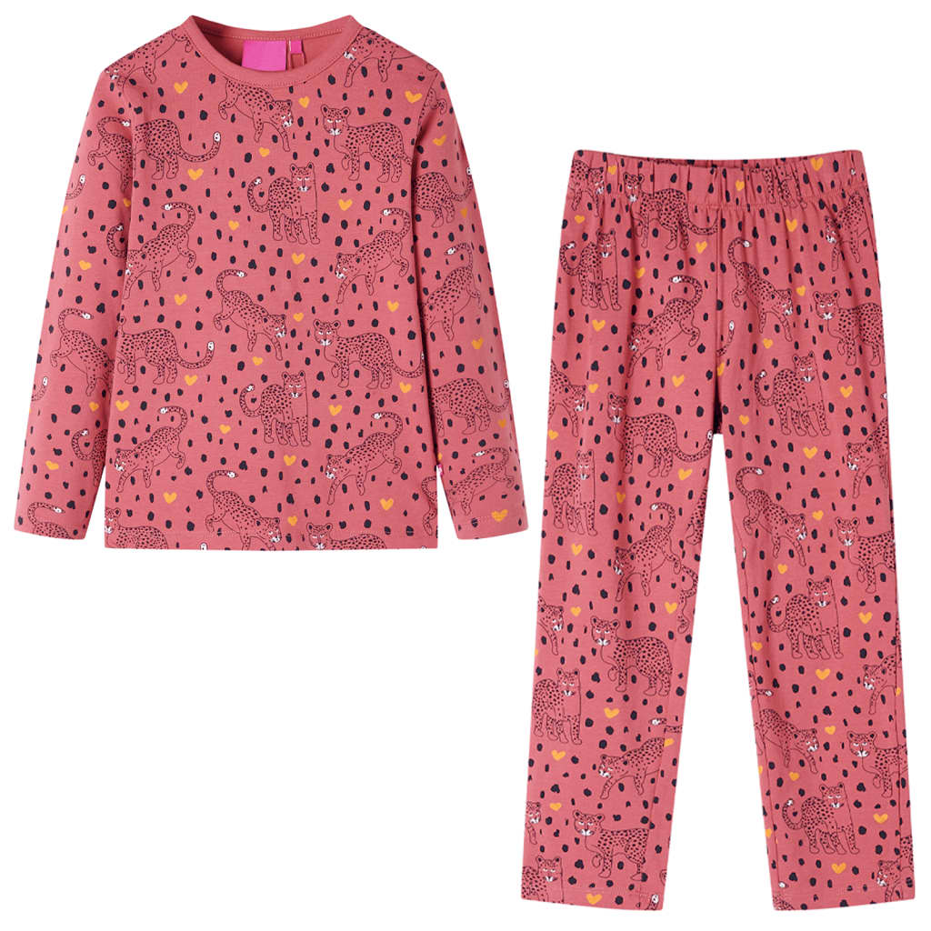 Vidaxl kinderpyjama met lange mouwen 104 oudroze