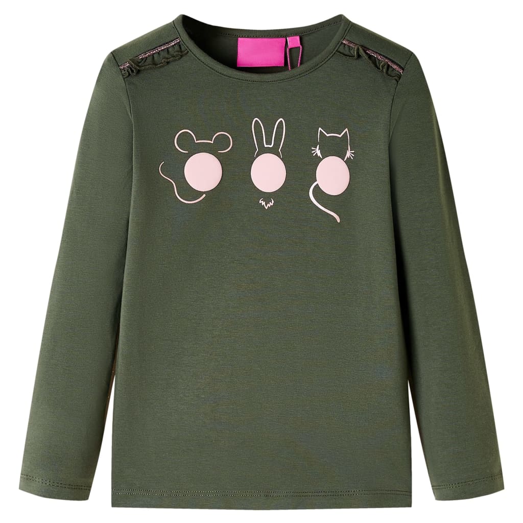 VidaXL Kindershirt met lange mouwen 116 kakikleurig