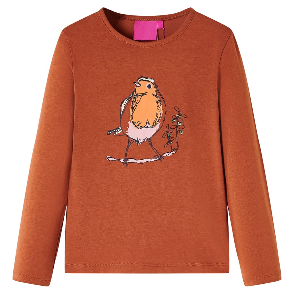 VidaXL Kindershirt met lange mouwen 92 cognackleurig