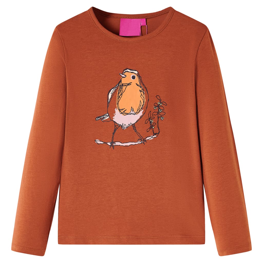 Vidaxl kindershirt met lange mouwen 104 cognackleurig