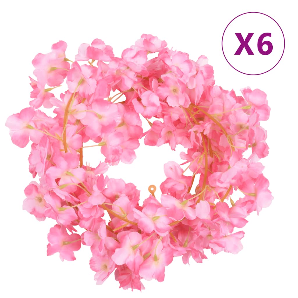 Vidaxl bloemenslingers 6 st 180 cm donkerroze
