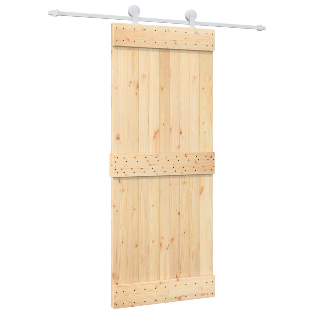 VidaXL Schuifdeur met beslag 85x210 cm massief grenenhout