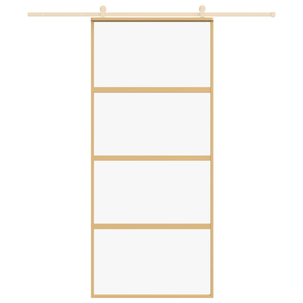 Vidaxl schuifdeur 90x205 cm helder esg-glas en aluminium goudkleurig