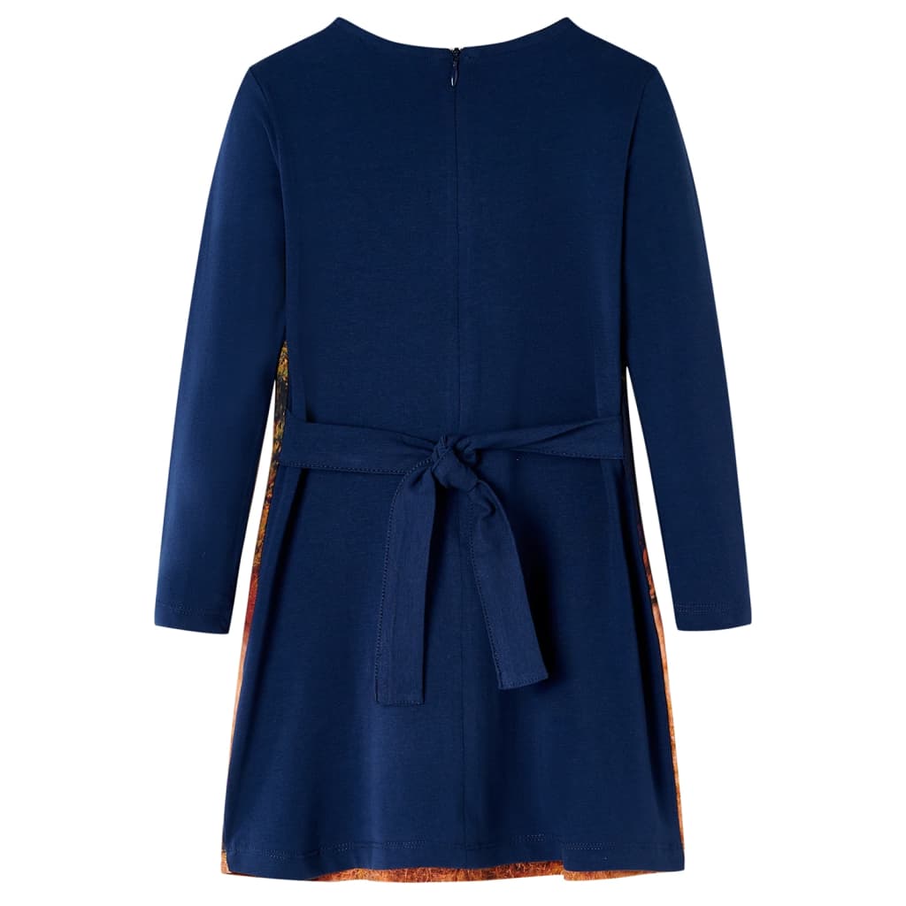 Vidaxl kinderjurk met lange mouwen 116 marineblauw