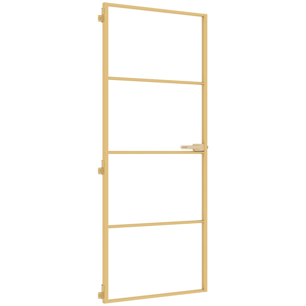 Vidaxl binnendeur smal 83x201,5 cm gehard glas en aluminium goudkleur
