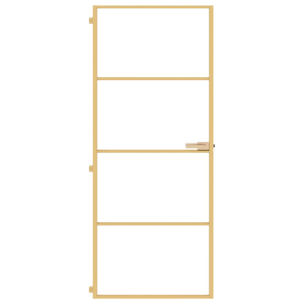 Vidaxl binnendeur smal 83x201,5 cm gehard glas en aluminium goudkleur