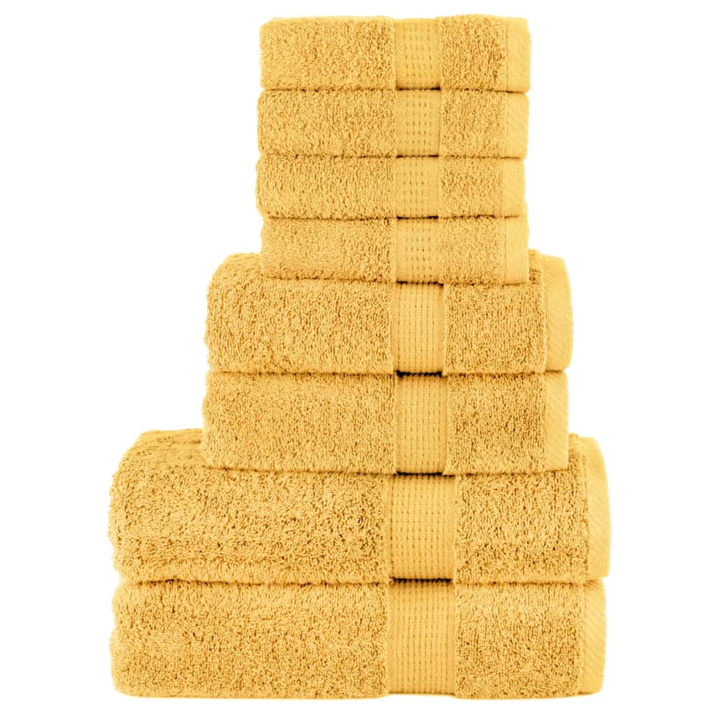 Vidaxl 8-delige handdoekenset solund 600 g m² goudkleurig