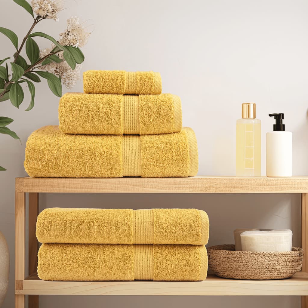 Vidaxl 8-delige handdoekenset solund 600 g m² goudkleurig
