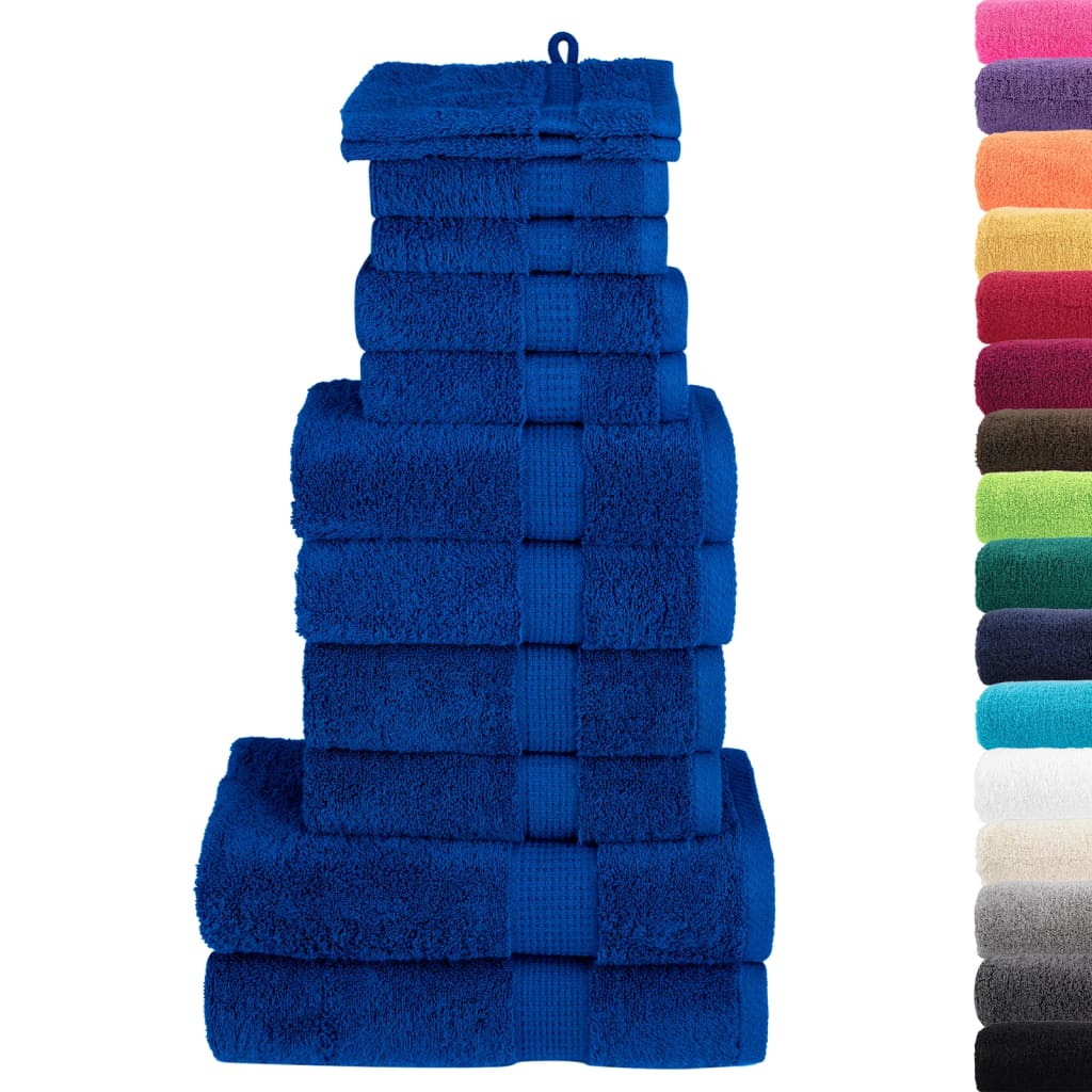 Vidaxl 12-delige handdoekenset solund 600 g m² blauw