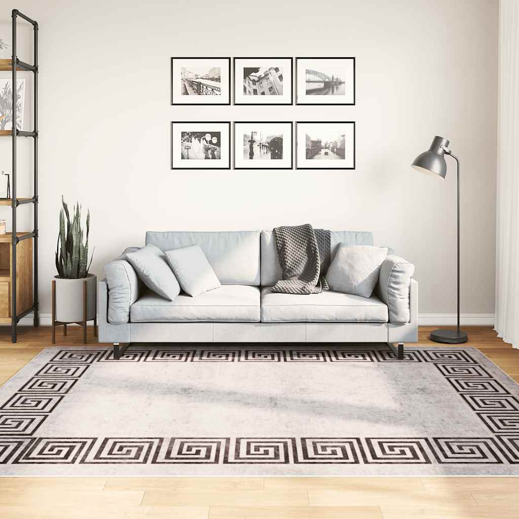 Vidaxl vloerkleed wasbaar anti-slip 150x230 cm wit en zwart