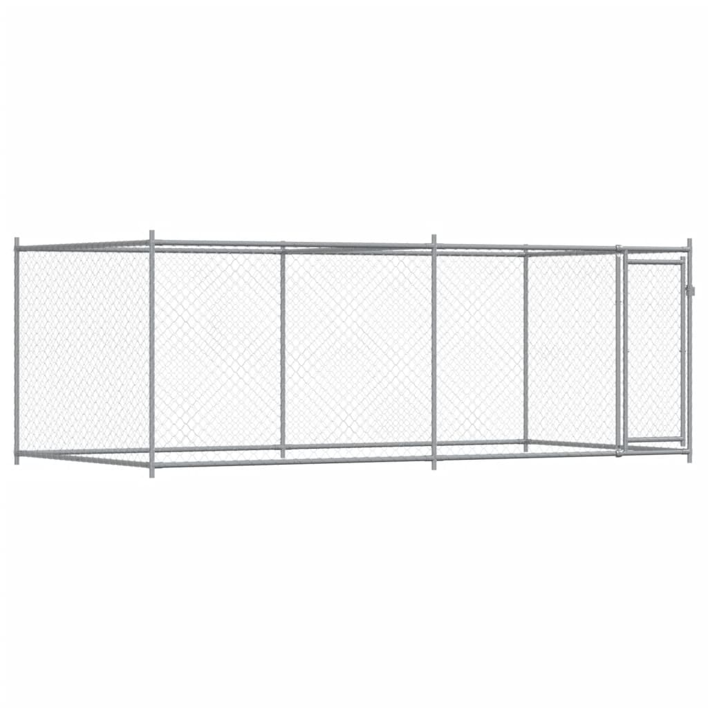Vidaxl hondenhok met deur 4x2x1,5 m gegalvaniseerd staal grijs