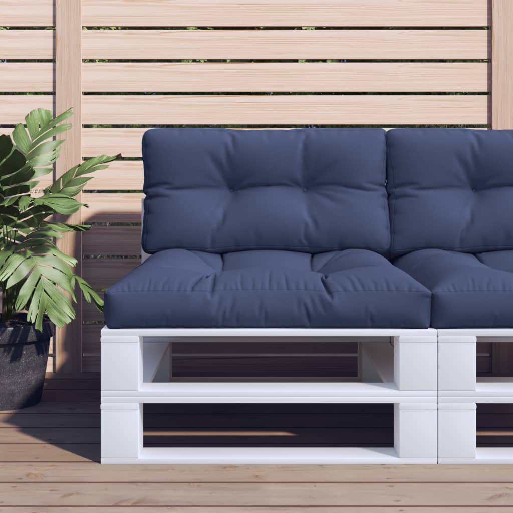 Vidaxl palletkussenset 70x40x12 cm stof marineblauw
