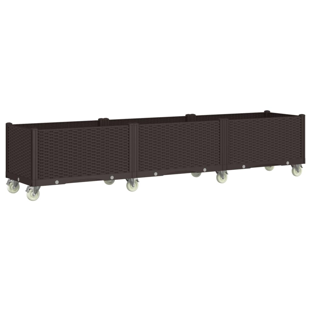 Vidaxl plantenbak met wielen 240x50x54 cm polypropeen bruin