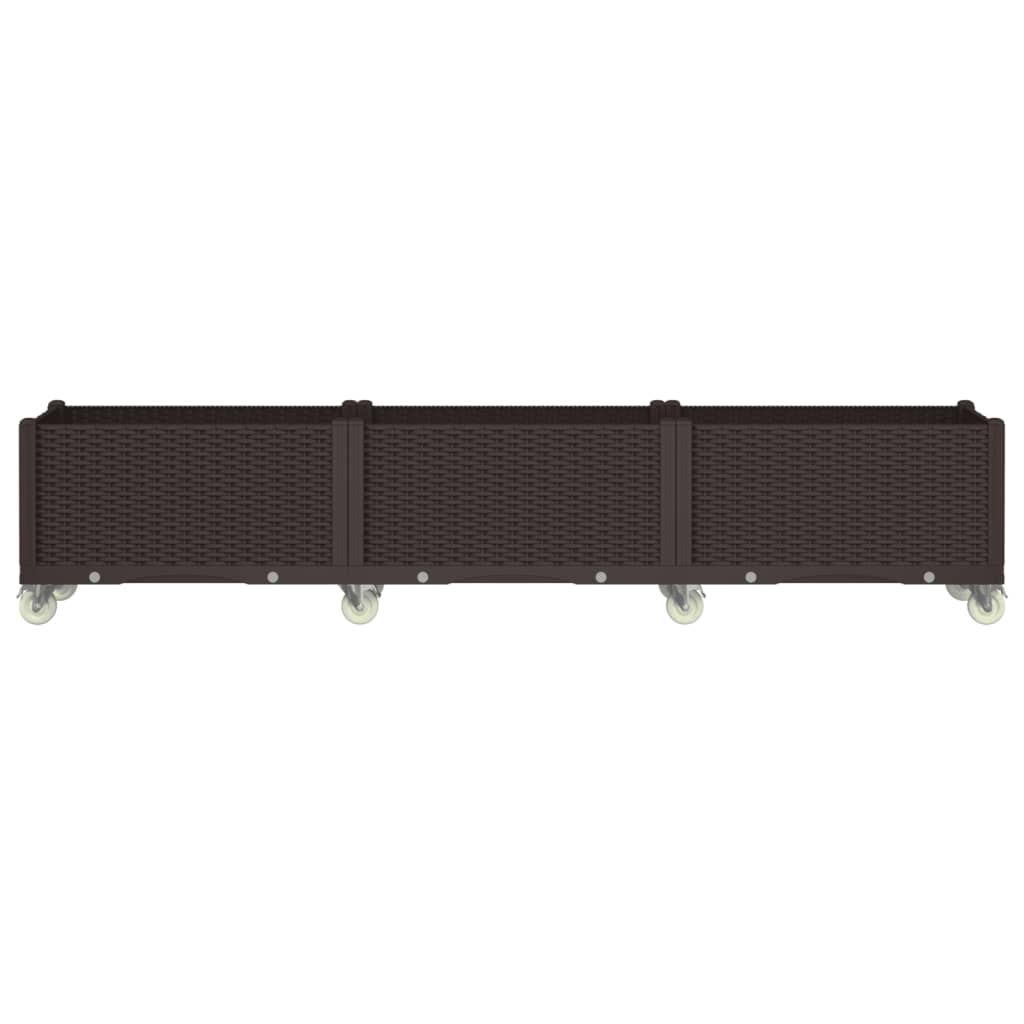 Vidaxl plantenbak met wielen 240x50x54 cm polypropeen bruin