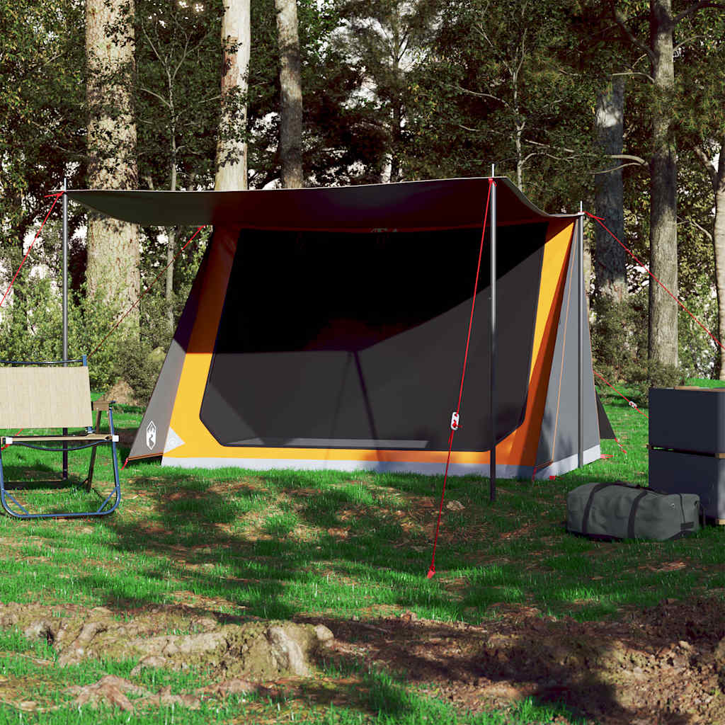 Vidaxl tent 2-persoons waterdicht grijs en oranje