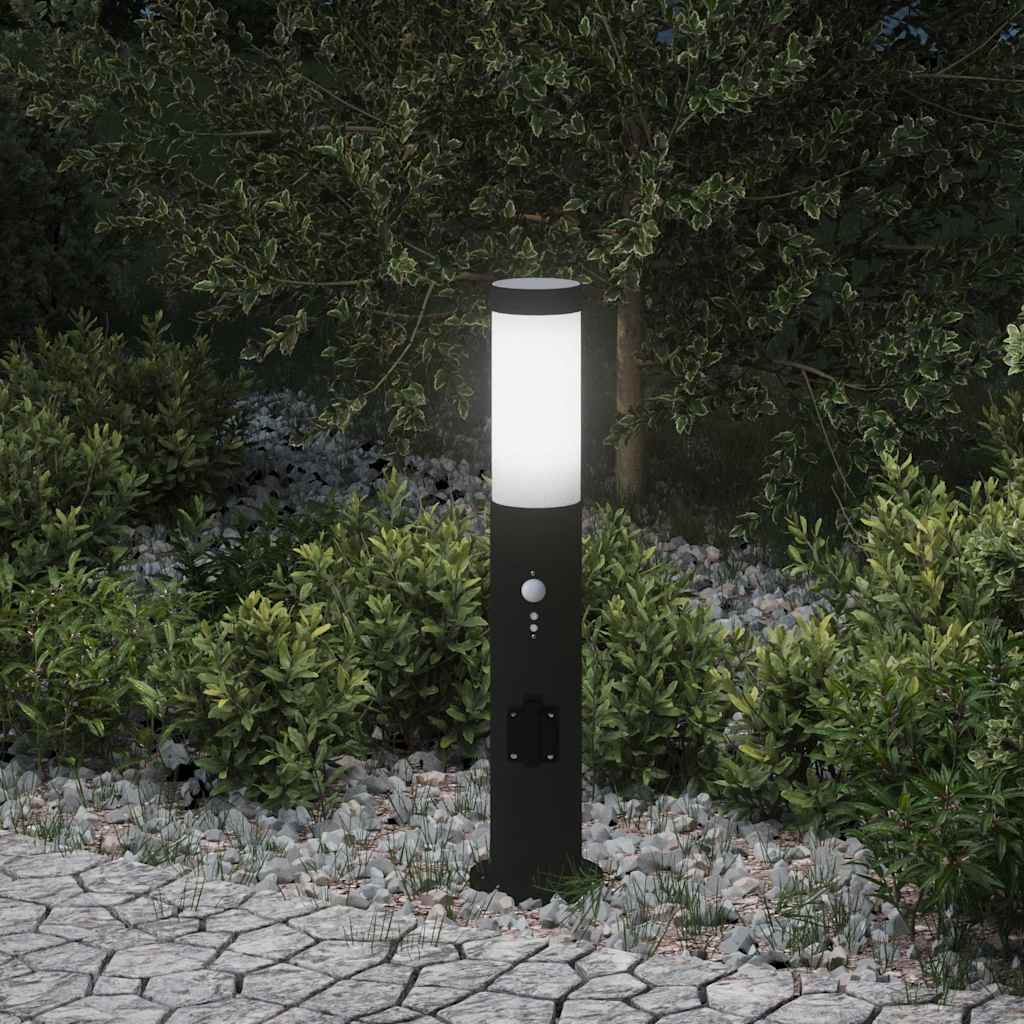 Vidaxl bolderverlichting met sensor en stopcontact 50 cm roestvrij staal ip44