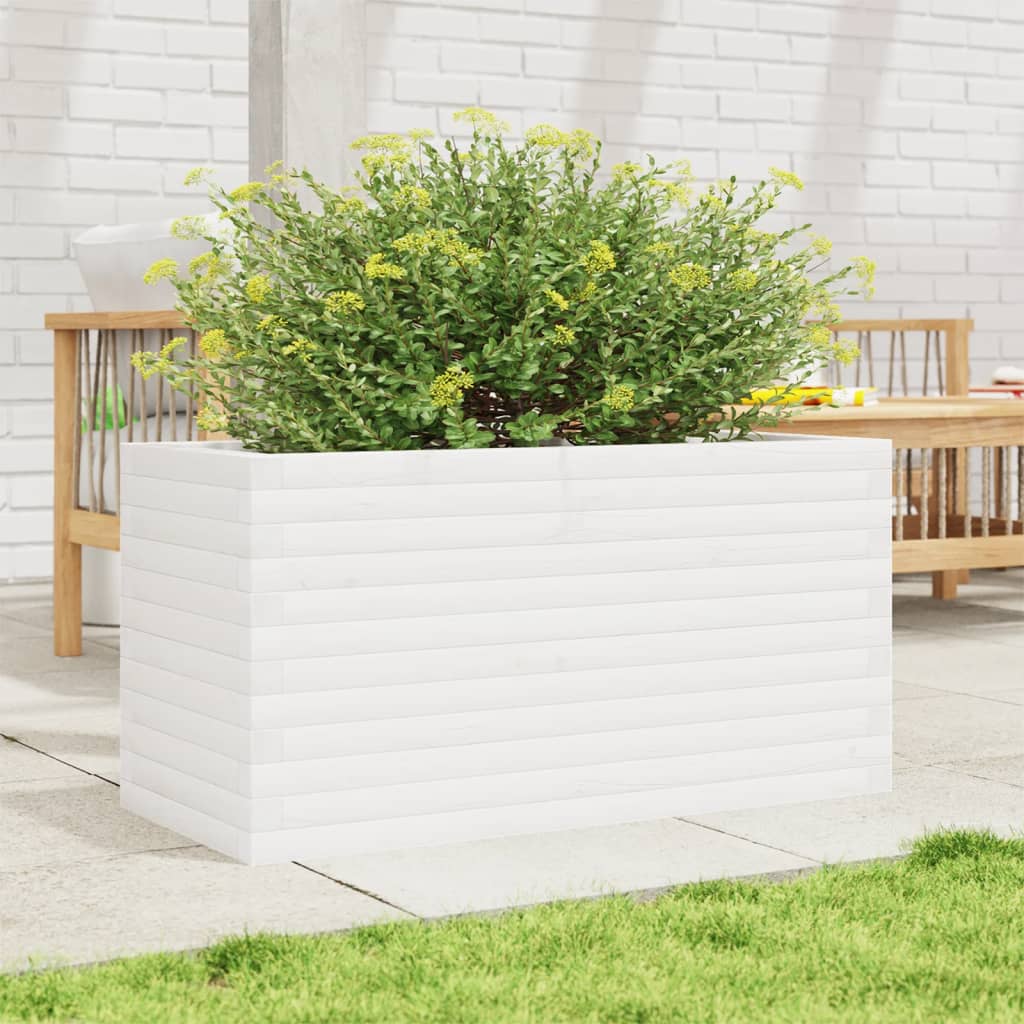 Vidaxl plantenbak 90x40x46 cm massief grenenhout wit