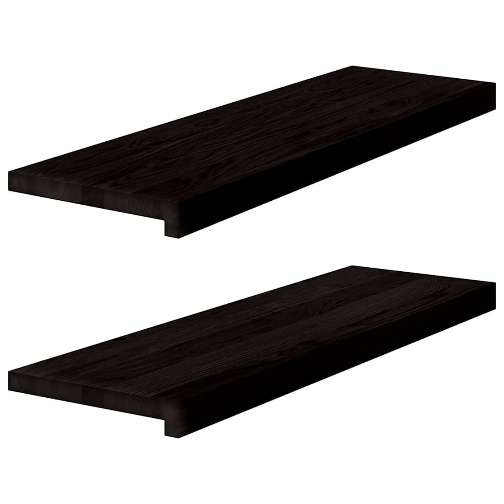 Vidaxl traptreden 2 st 80x30x2 cm massief eikenhout donkerbruin