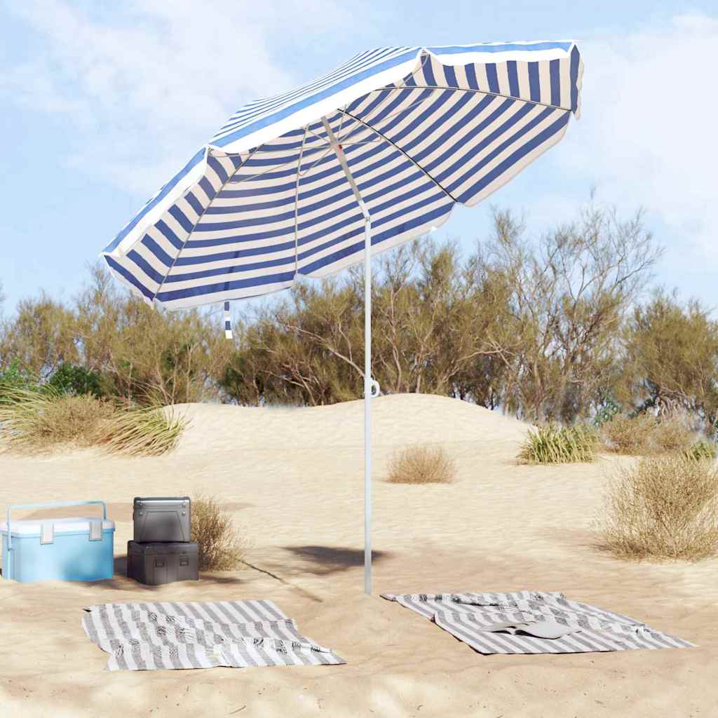 Vidaxl strandparasol blauw en wit 263 x 263 x 272 cm