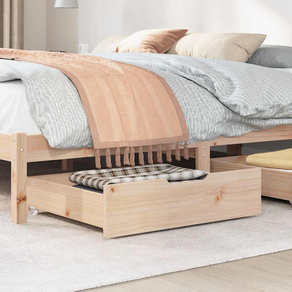 Vidaxl bedlades 2 st met wieltjes 75x55x17 cm massief grenenhout