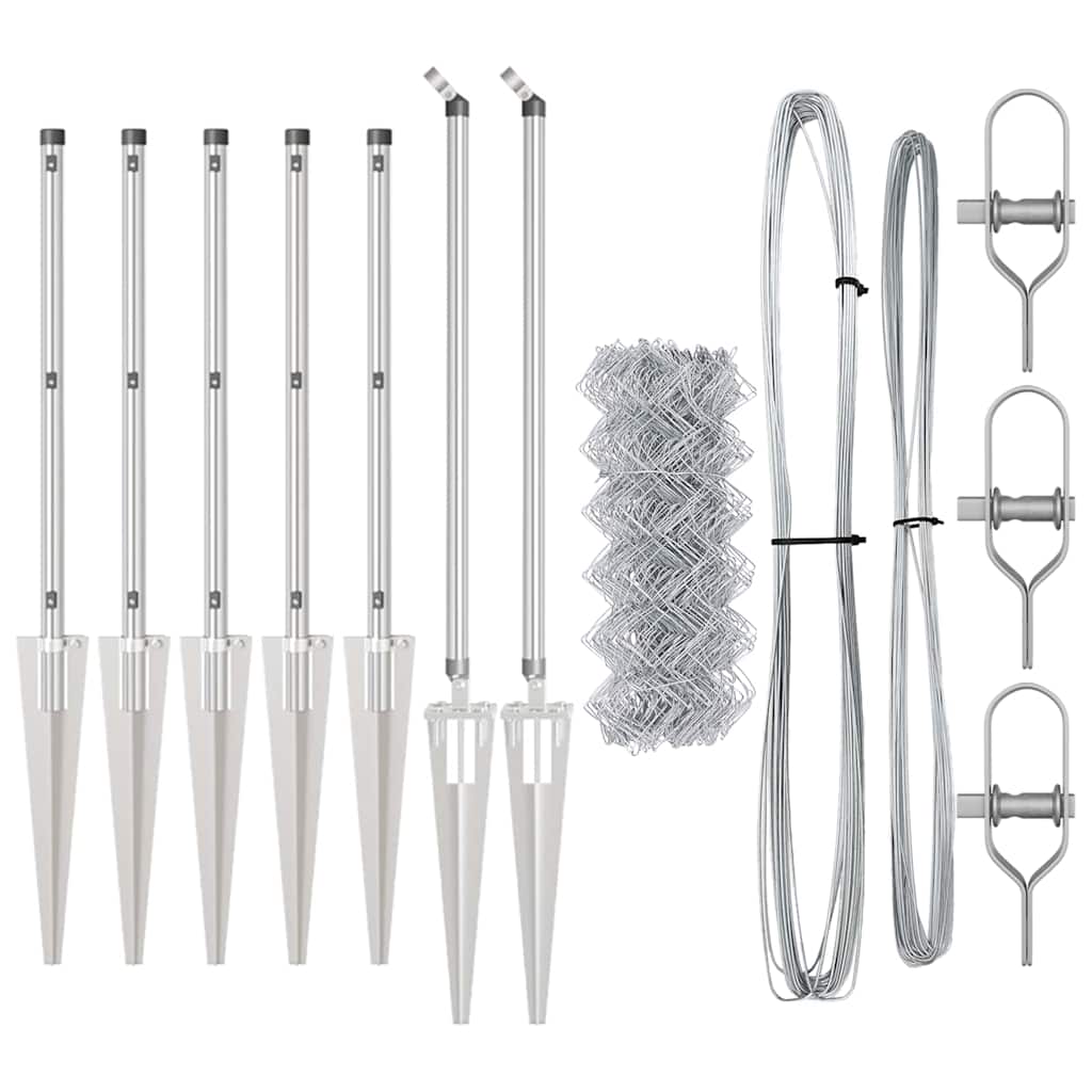 Vidaxl afrasteringspaal zilver 10 x 1 m (40 x 40 mm gaas) staal