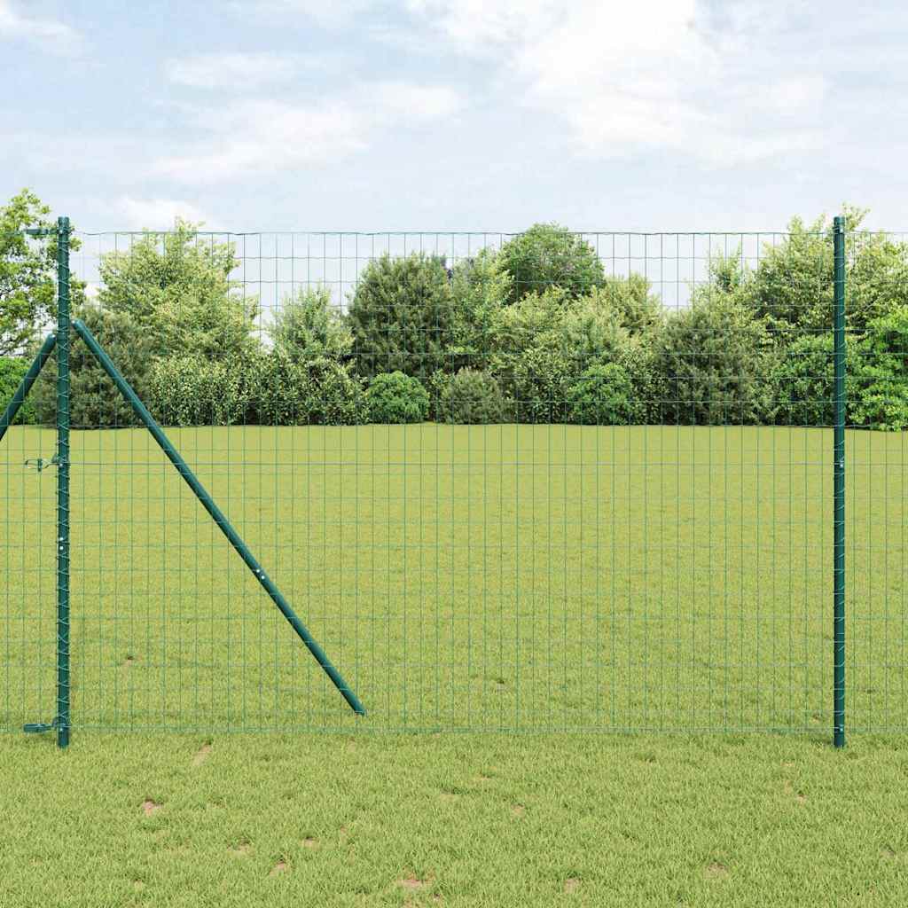 Vidaxl hek met paal groen 1,5 x 10 m staal en pvc