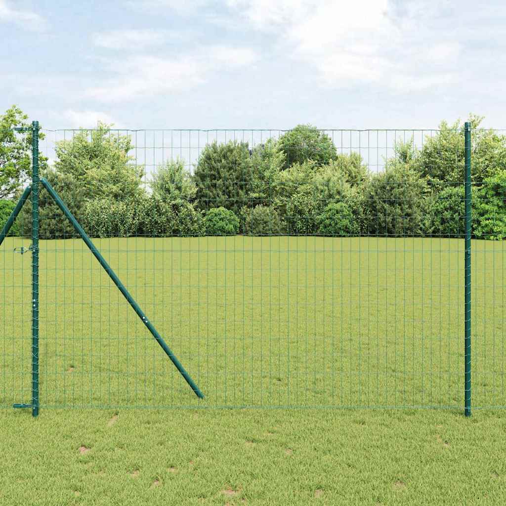 Vidaxl hek met paal groen 1,5 x 10 m staal en pvc