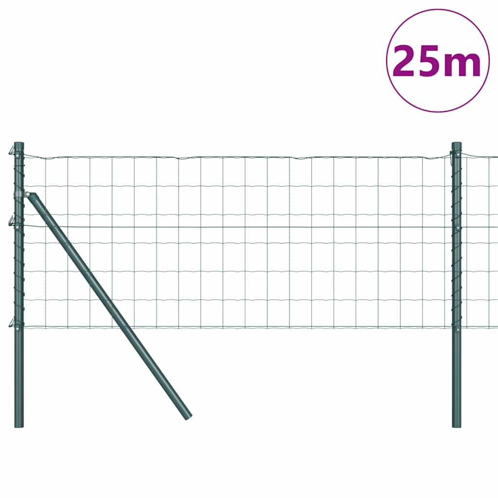 Vidaxl hek met paal groen 0,8 x 25 m staal en pvc