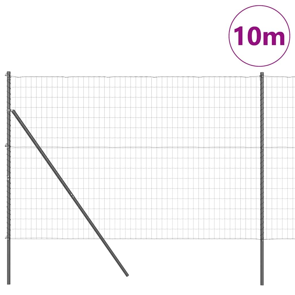 Vidaxl hek met paal grijs 1,5 x 10 m staal en pvc