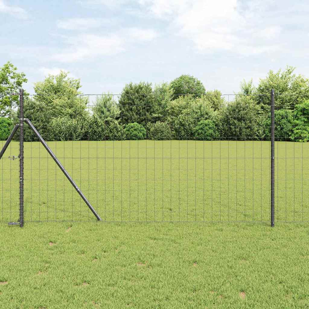 Vidaxl hek met paal grijs 1,4 x 10 m staal en pvc