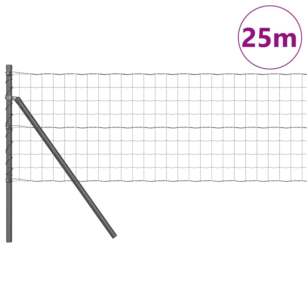 Vidaxl hek met paal grijs 0,4 x 25 m staal en pvc