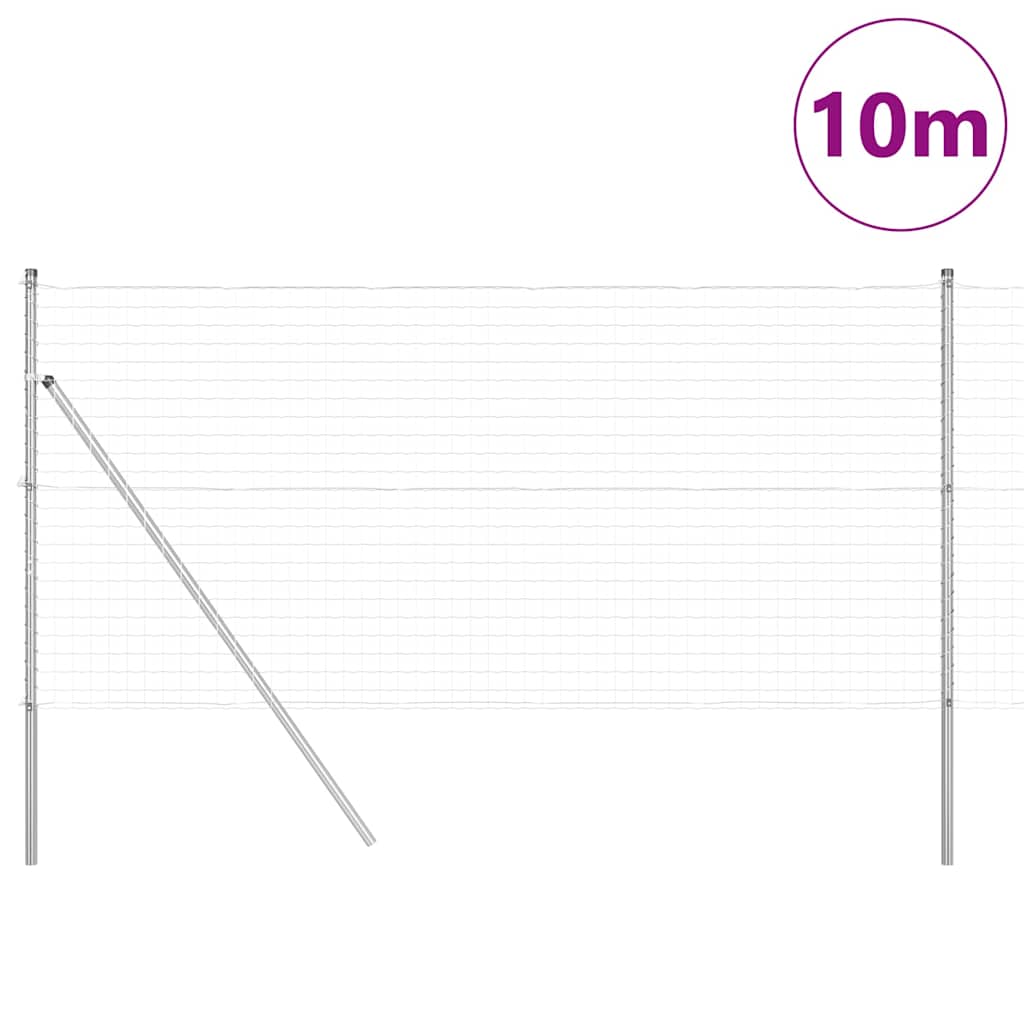 Vidaxl hek met paal zilver 1 x 10 m staal en pvc