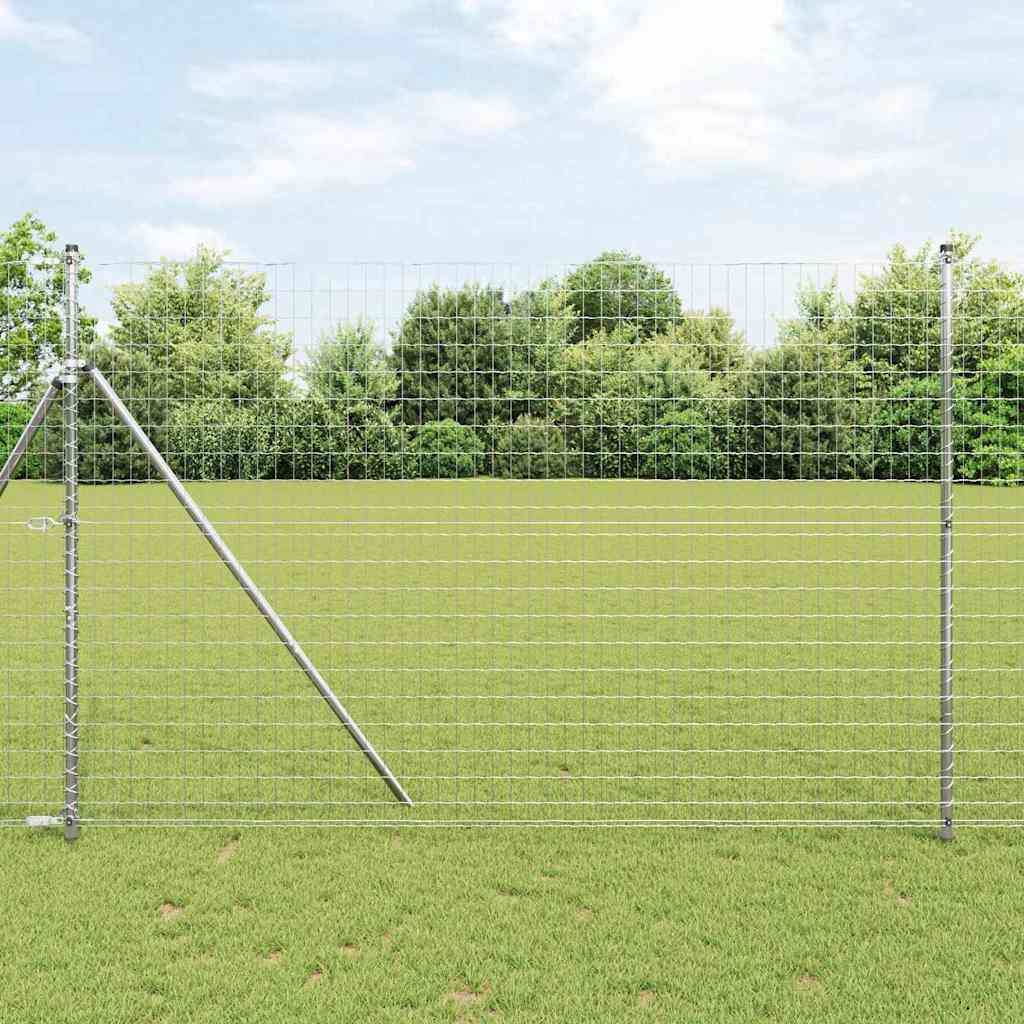 Vidaxl hek met paal zilver 1,6 x 10 m staal en pvc
