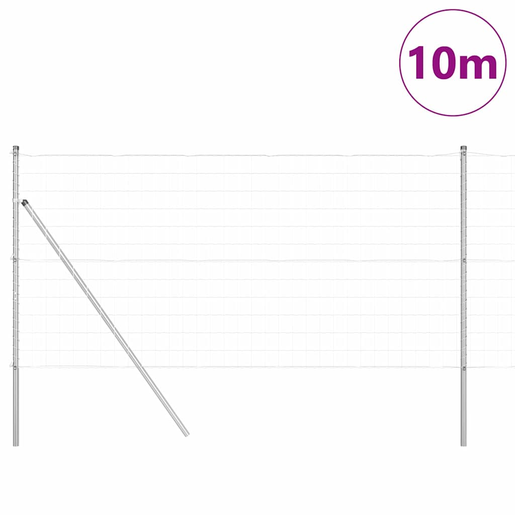 Vidaxl hek met paal zilver 1,2 x 10 m staal en pvc