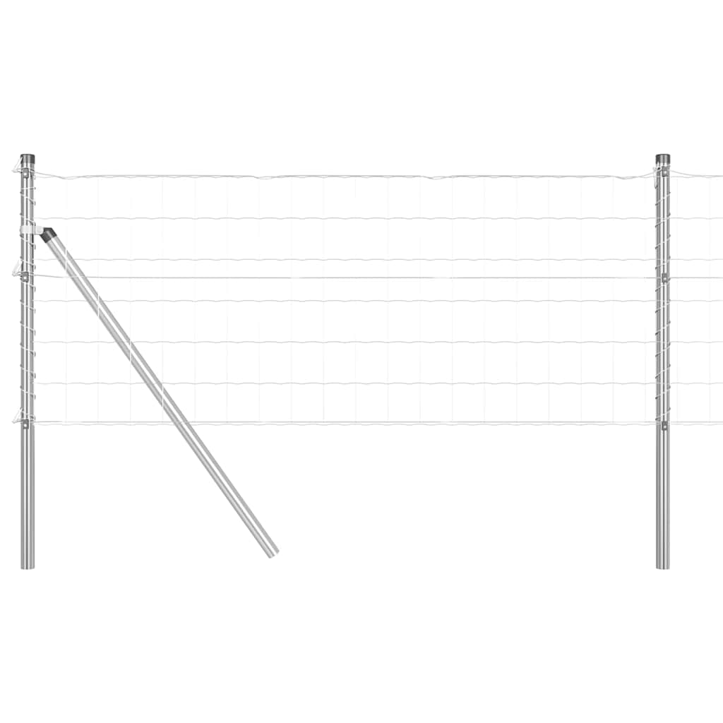 Vidaxl hek met paal zilver 0,8 x 25 m staal en pvc