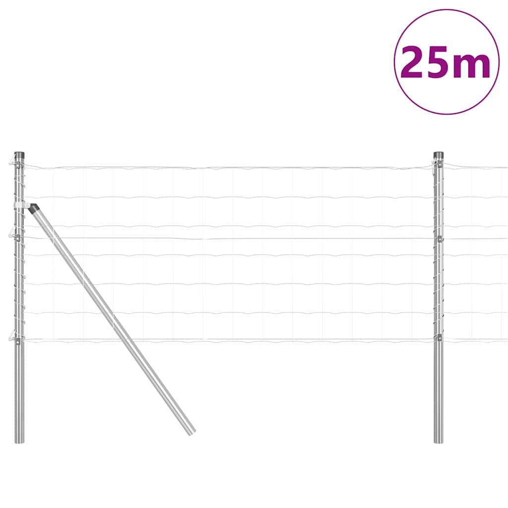 Vidaxl hek met paal zilver 0,8 x 25 m staal en pvc